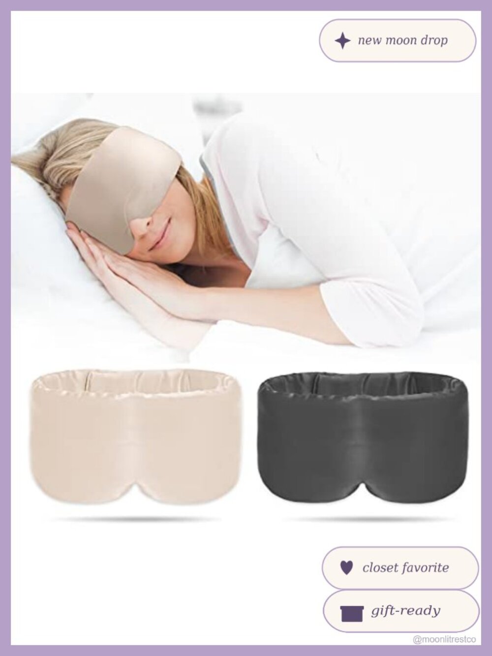 2pc 100% Handmade Organic Bamboo Sleeping Eye Mask Adjustable Large Size